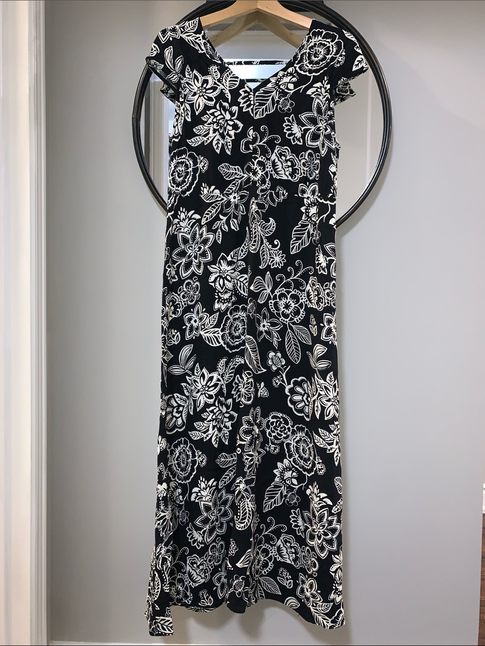 Black & White Floral Maxi Dress - Classic Evening or Daywear